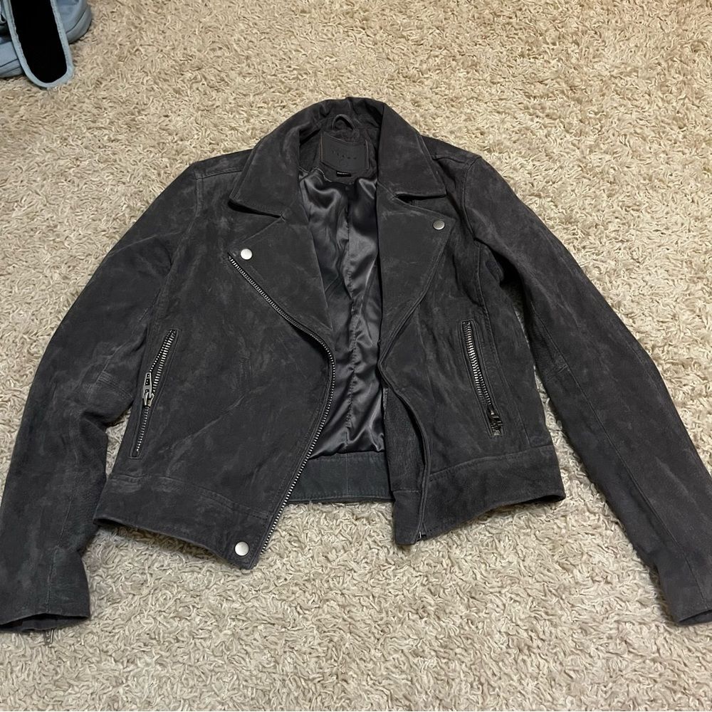 blanknyc charcoal gray 100% leather jacket size small